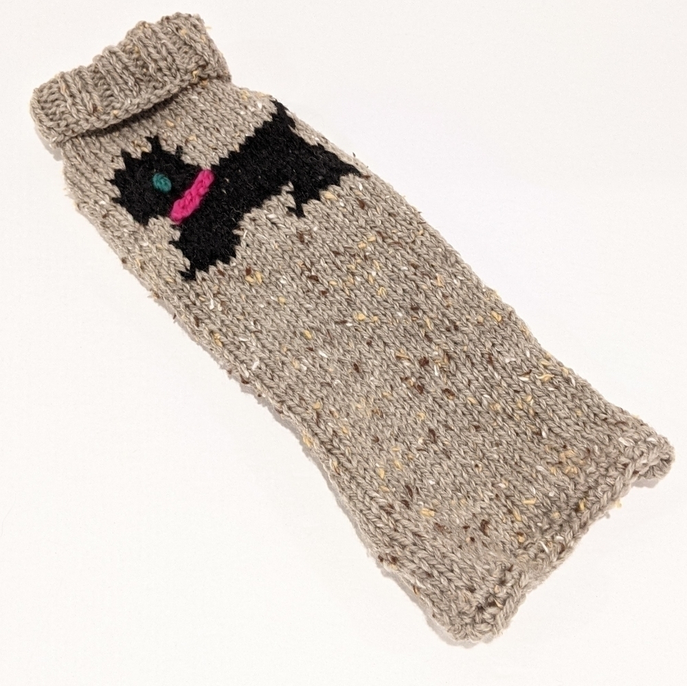 HANDMADE hand knit tan dog sweater medium